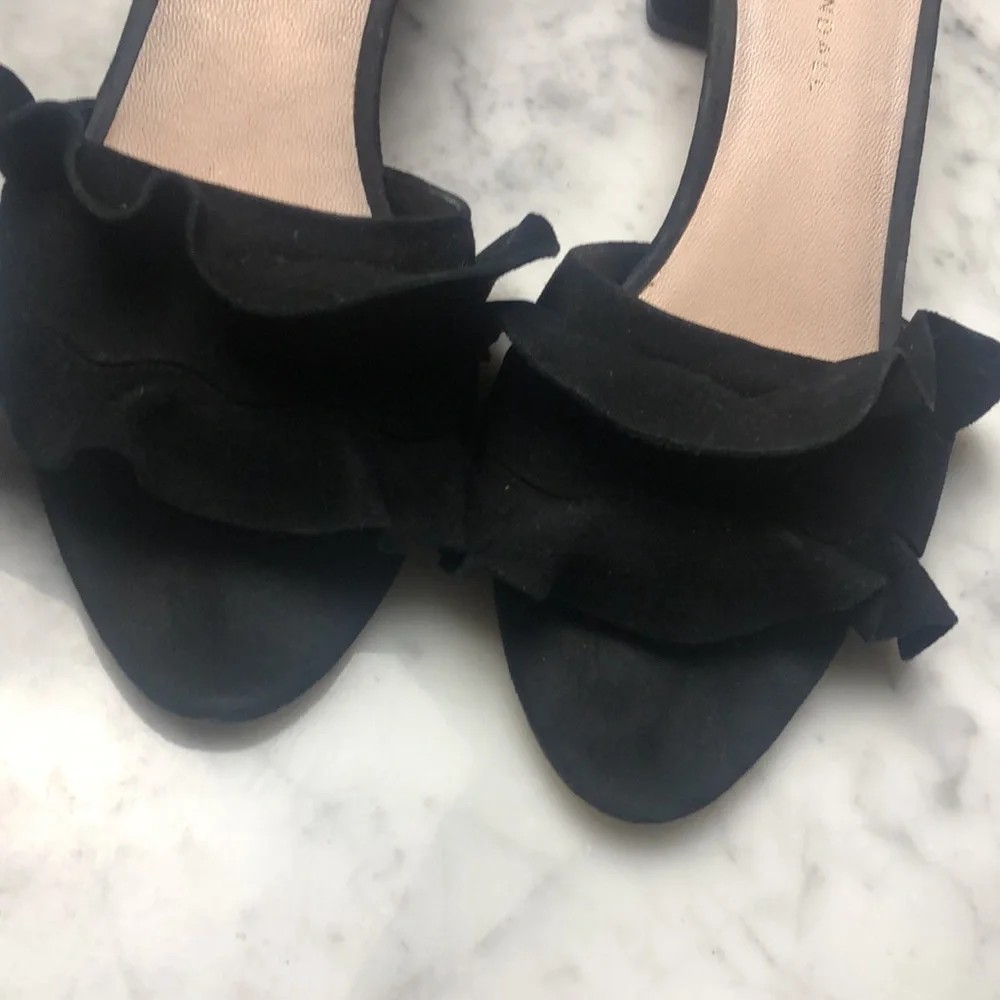 Loeffler Randall Black suede Ruffle Slide Sandals Size 8.5 - Picture 8 of 8